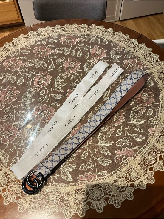 Gucci Other - Gucci GG Monogram Belt with Navy snakeskin